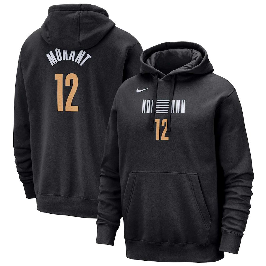 Men Memphis Grizzlies #12 Morant Black Nike Season city version Sweatshirts 23-24 NBA Jersey->memphis grizzlies->NBA Jersey